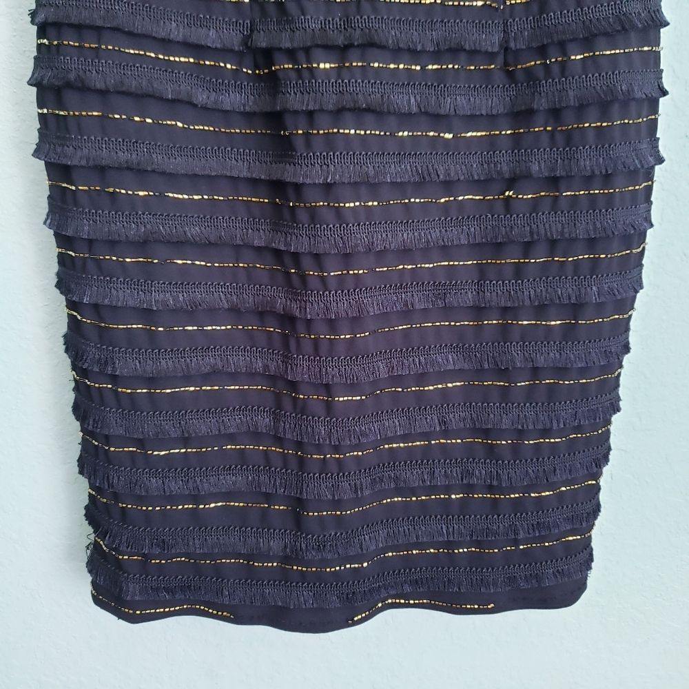 Marina Black Bead and Fringe Gatsby Mini Dress - Picture 3 of 12